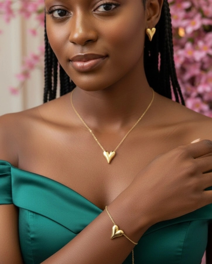 Collier+bracelet+boucles Coeur🧡