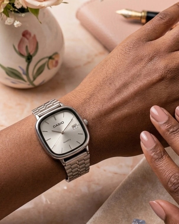 Montre Mixte casio argentée| Coffret offert