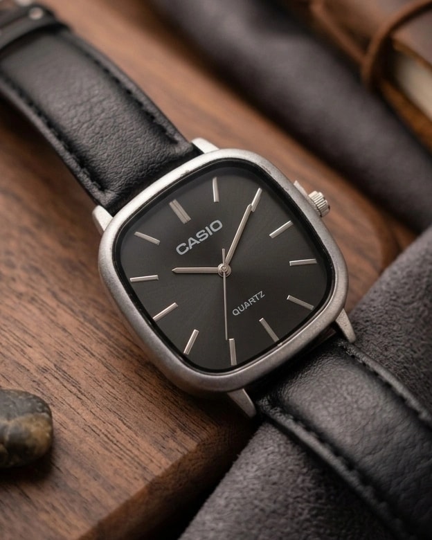 Montre casio mixte black argenté| Coffret offert